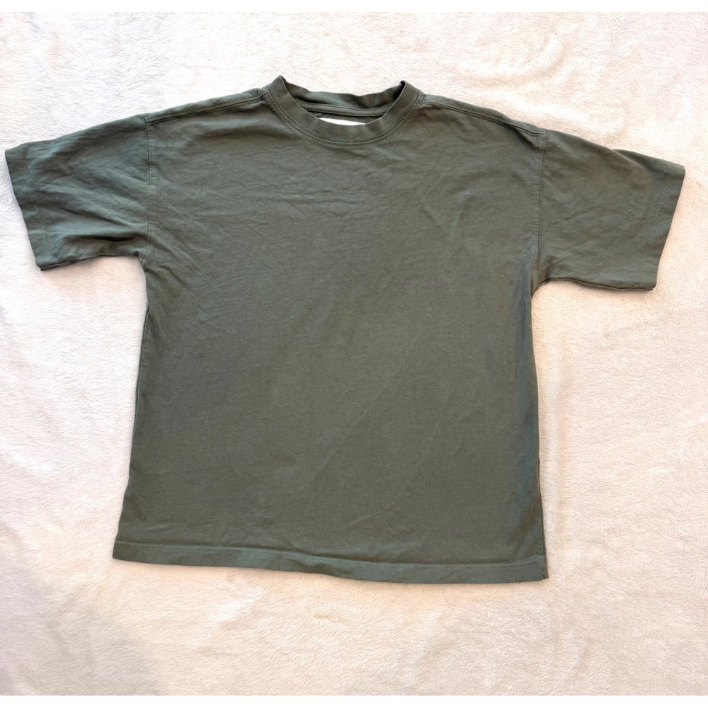 Zara Kids Olive Green 100% Cotton Short Sleeve T-Shirt Size 9-10 140cm